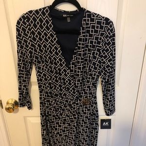 Anne Klein Faux Wrap Dress Geometric Print